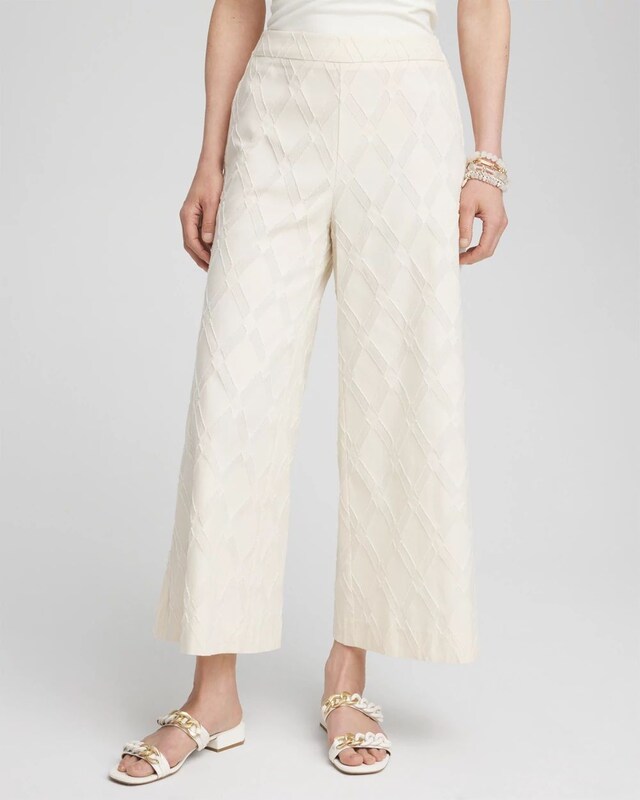 Textured Wide Leg Cropped Pants